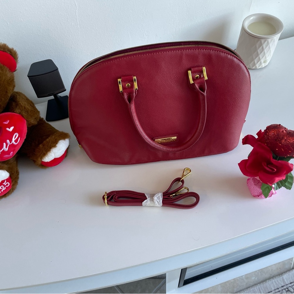Elegant Red Leather Large Purse like new